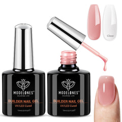 Modelones Gel Builder clair montrant une base prête à renforcer les ongles.