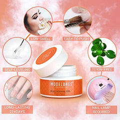 Gel clair extension hautement transparent Modelones – extension légère et durable.