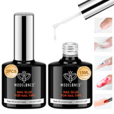 Modelones gel-colle-base-ongles-brosse pour une pose précise.