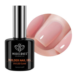 Gel de construction Modelones pour ongles rose blush avec pinceau intégré pour une application fluide