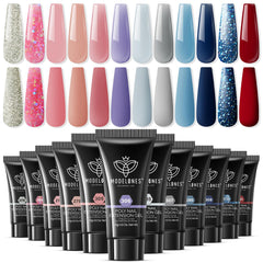 Modelones kit gel extension poly, 12 couleurs en bouteilles pour créations variées et durables