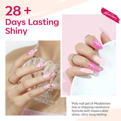 Modelones Gel Ongles Rose Clair Paillettes : paillettes subtiles pour occasions festives.
