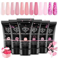 Modelones Gel Ongles Rose Confettis : ensemble polyvalent pour une manucure maison élégante.