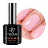 Modelones gel-renforcement rose en flacon prêt pour la manucure à domicile.