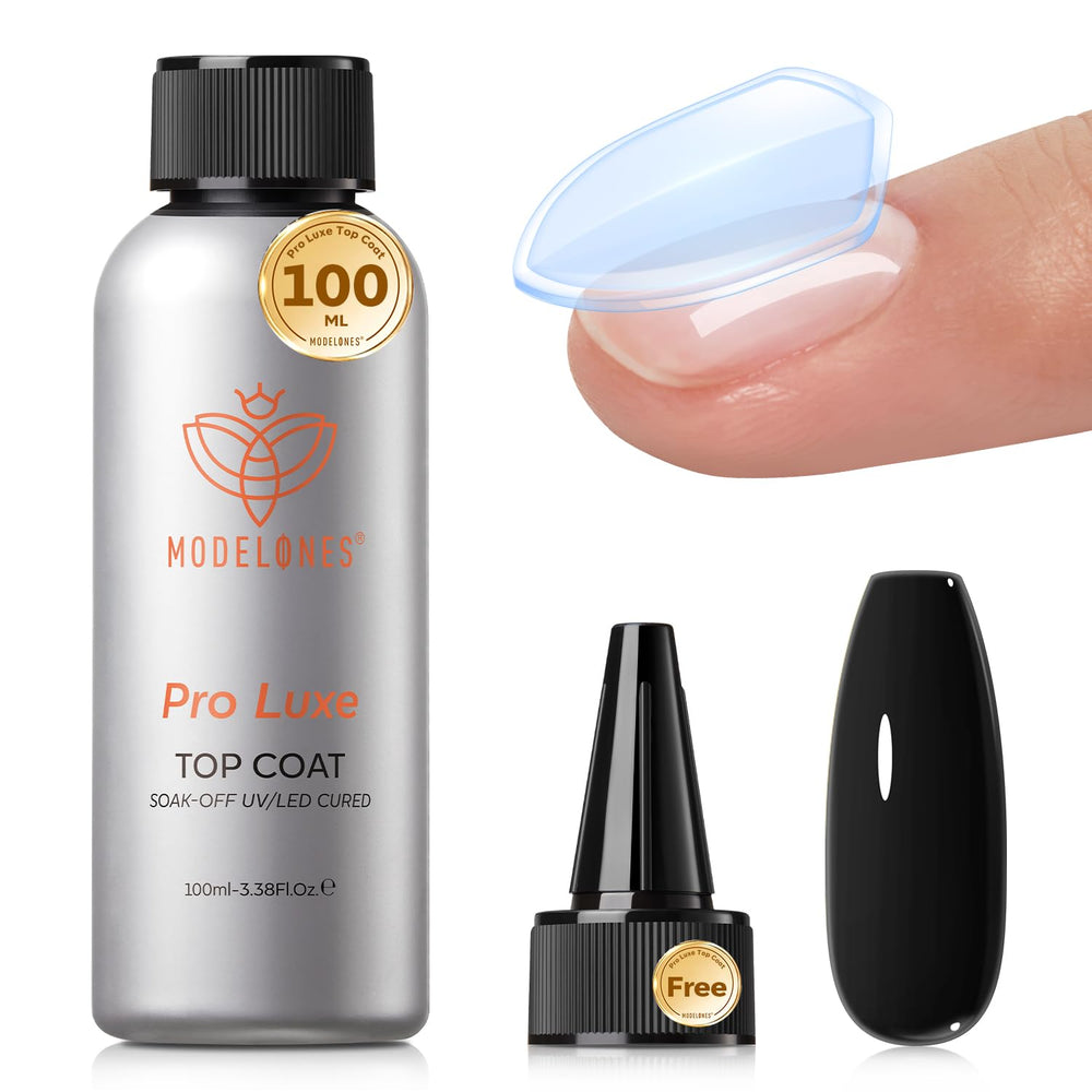 Modelones Gel Top Coat 100ml – bouteille claire, brillance longue durée sur les ongles