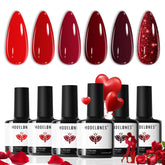 Modelones Gel Vernis Kit: ensemble de 6 rouges pour une manucure élégante à domicile.