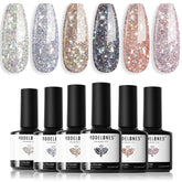 Modelones Glitter Gel Vernis Ensemble, collection scintillante pour une manucure à domicile élégante.