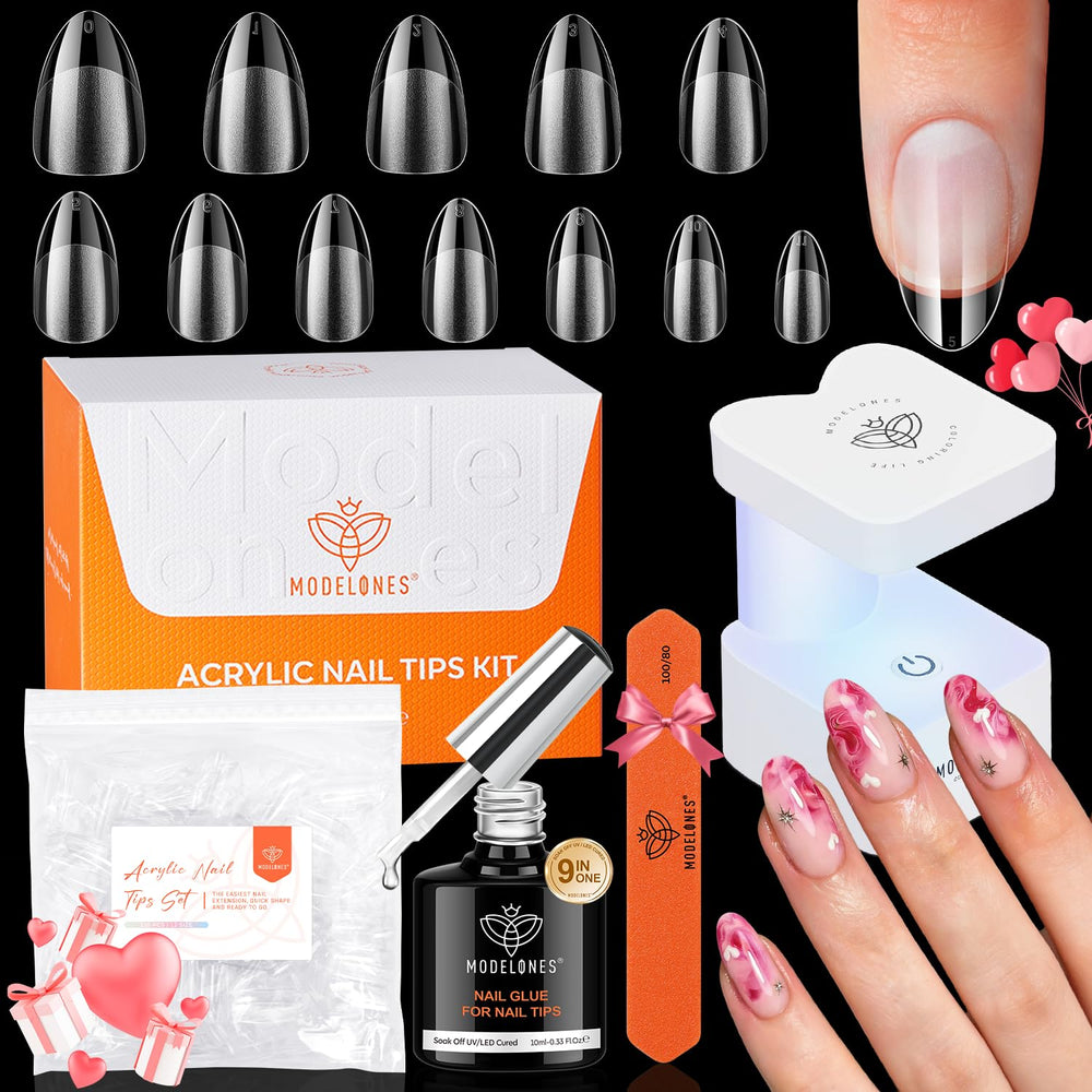 Modelones kit extension ongles amande, 216 pièces, pratique à domicile