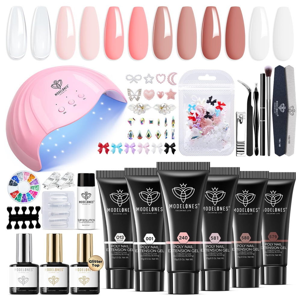 Modelones kit gel extension poly, 6 couleurs pour des créations maison