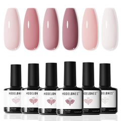 Modelones kit vernis gel 6 teintes rose nude, fini élégant.