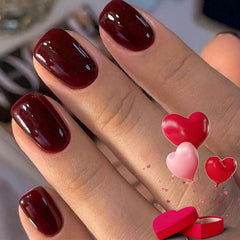 Modelones onglets pressés rouge sombre ensemble complet pour une manucure rapide
