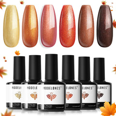 Modelones ensemble palettes couleurs automne affiche six teintes pour les ongles.