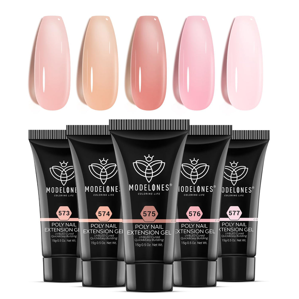 Modelones Poly Gel Set five jelly colors palette for easy DIY nails