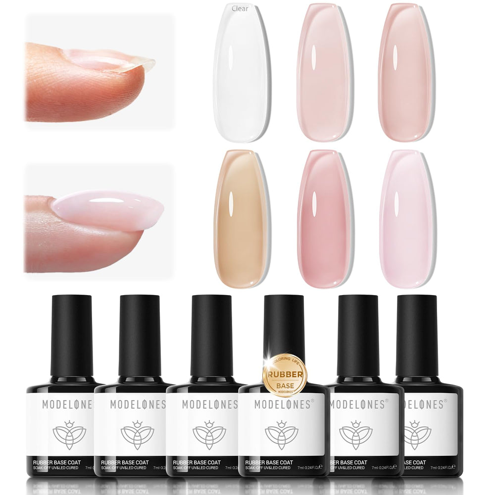 Modelones Rubber Base Gel bottle shown for strong, long-lasting nail support.