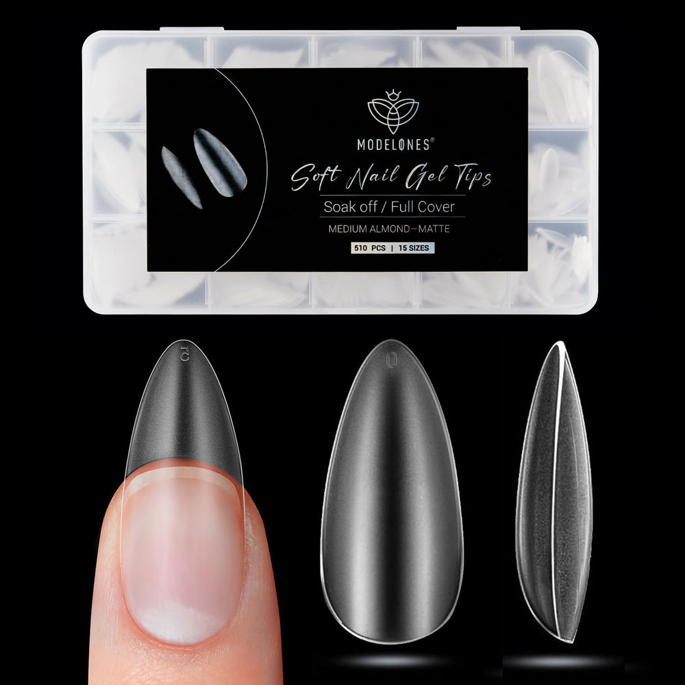 Modelones tips ongles amande moyenne dans une boite prête à l’emploi.