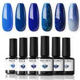 Modelones vernis gel bleu Noël sur bouteille scintillante