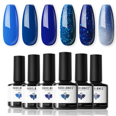 Modelones vernis gel bleu Noël sur bouteille scintillante