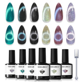 Modelones vernis gel Cat Eye bleu glacial avec effet holographique et lustre durable