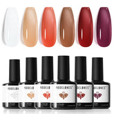 Modelones vernis gel jelly en 6 couleurs pour des ongles polyvalents et tendance.