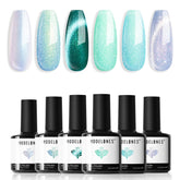 Modelones vernis gel vert cat-eye, allure audacieuse et longue tenue