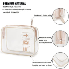 MODENGKONGJIAN trousse claire 3 pièces, rangement pratique pour cosmétiques de voyage.