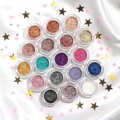 Moira Starshow Shadow Pot 017 Eureka - échantillons swatch pour tester couleurs lumineuses.