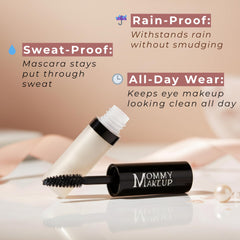 Close-up of Lash Shield sealing mascara for tear-proof results