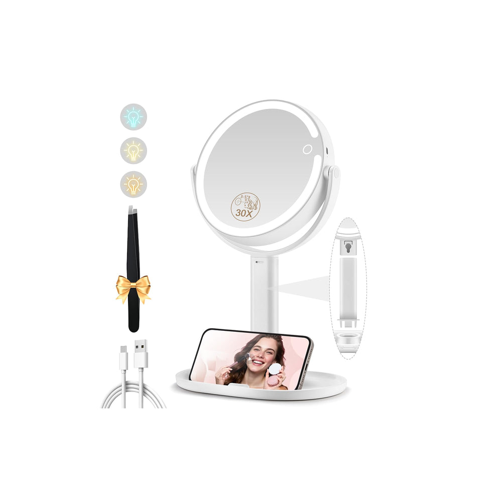 MOMOKUBA miroir maquillage lumineux 1x et 30x pour un maquillage précis.