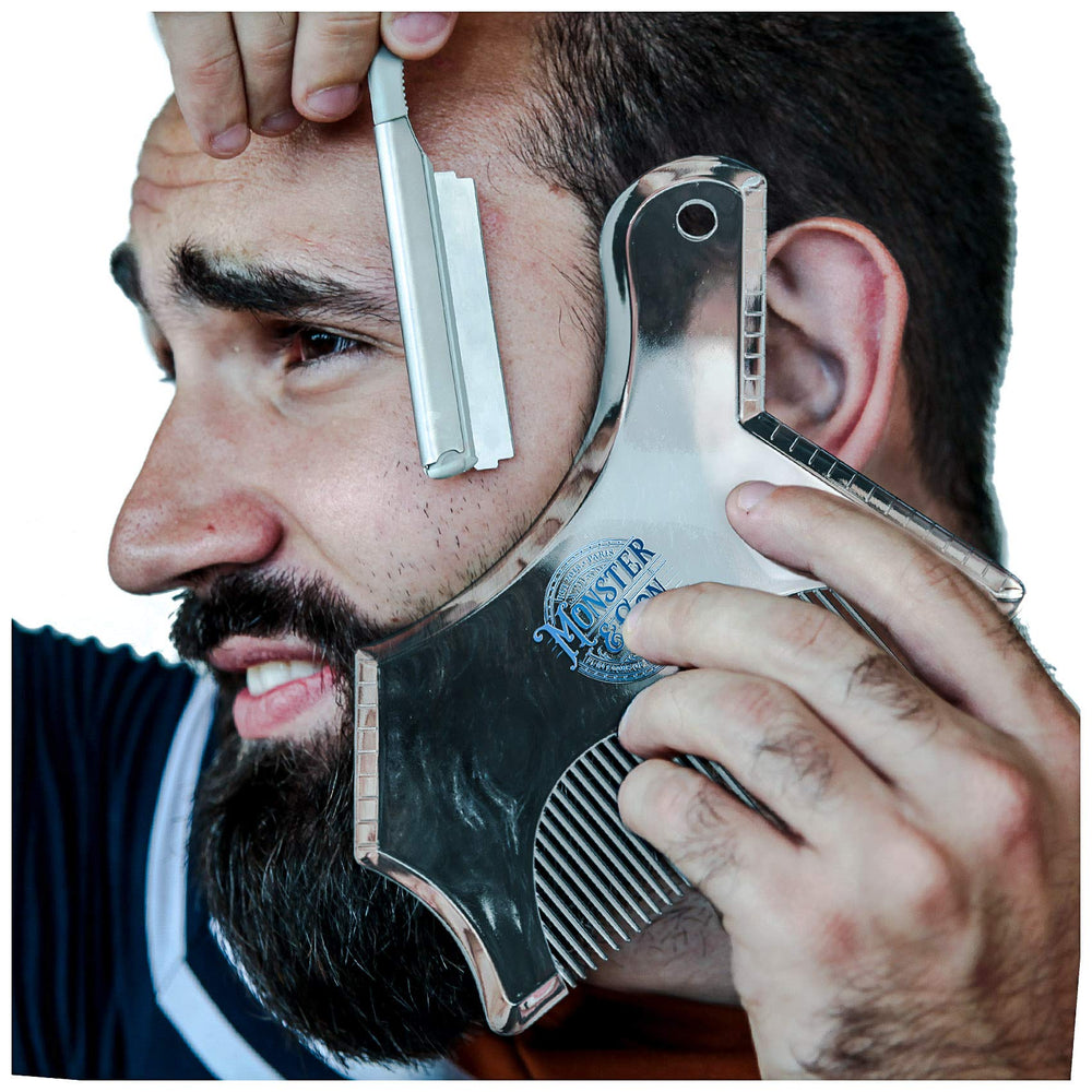 Monster&Son outil modelage barbe design classique grand transparent, facilité de prise en main.