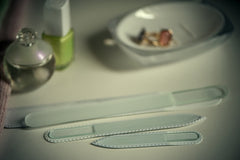 Coffret Mont Bleu, limes gravées en verre, cadeau élégant pour les ongles