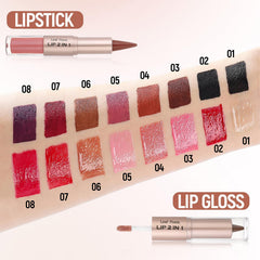 MooGlamor contour précis grâce au crayon lèvres et gloss assorti.