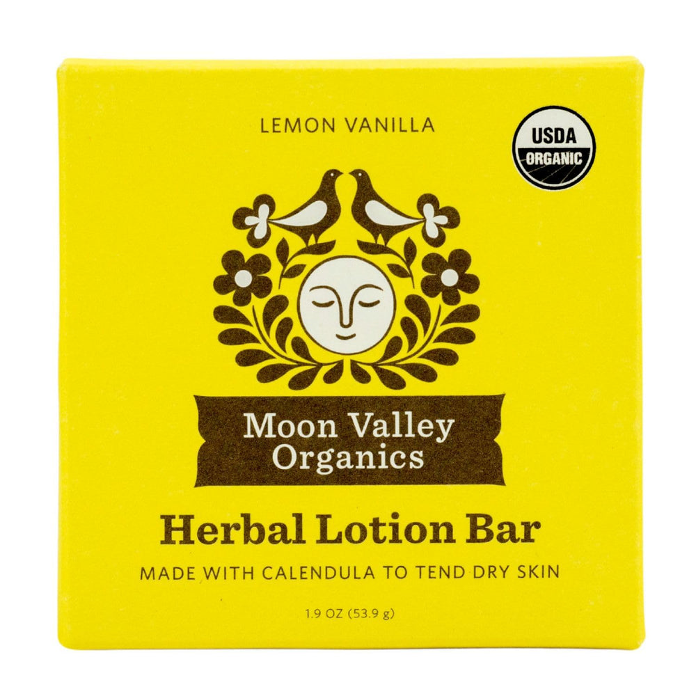 Moon Valley Organics Moon Melt Bar citron-vanille : hydratation rapide pour peau sèche.