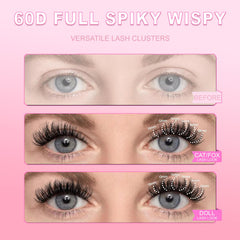 MOONKALI clusters cils 60d bouclés pour un regard naturel et courbe.