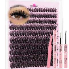 MOONKALI ensemble clusters cils 200 pièces longueur 10-18 mm, volume naturel.