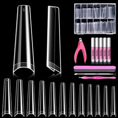 MORGLES extensions d'ongles coffin clairs XXL 240 pièces pour salon et à domicile.