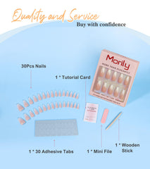 Ongles Morily rose ombré coffin, longueur moyenne, brillance durable.