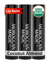 Baume lèvres Moroccan Magic coco amande pack 3, hydratation longue durée.