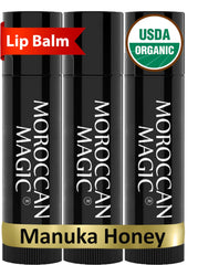 Moroccan Magic baume lèvres au miel de Manuka, hydratation longue durée.