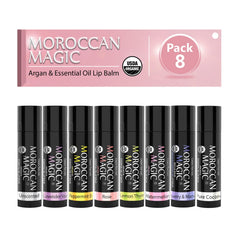 Coffret Moroccan Magic de 8 baumes pour lèvres, cadeau élégant et naturel