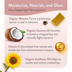 Ingrédients bio Argan et soin nourrissant pour lèvres.