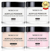 Morovan acrylic nail powder set with four color swatches for versatile nail design.