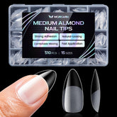 Morovan embouts d'ongles amande moyenne, ensemble 15 tailles, ajustement precis pour une manucure salon a domicile.