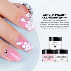Morovan kit-acrylique-poudre-clair : teinte transparente pour des ongles légers.