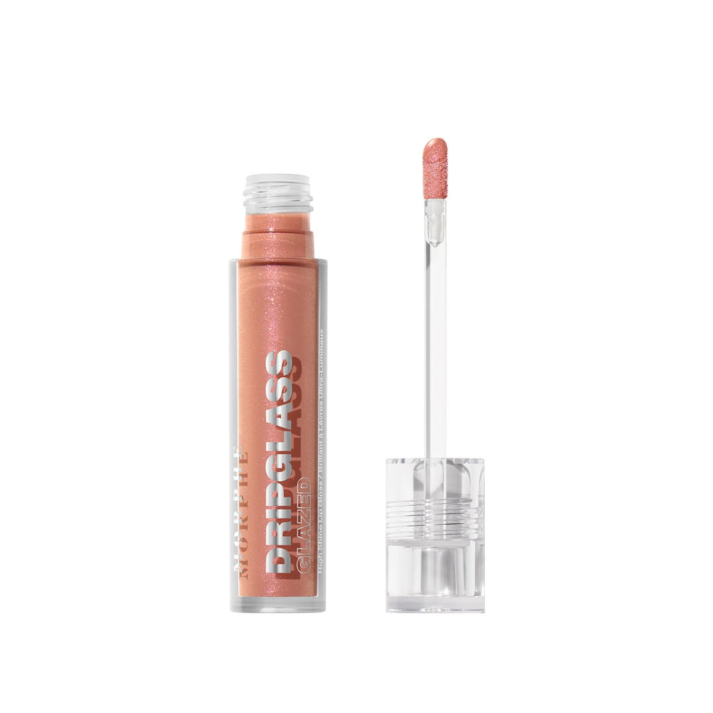 MORPHE Dripglass Beige Beam sur lèvres, brillance miroir et fini élégant.