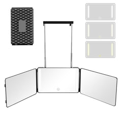 Moruedtu miroir 3 voies avec LED, vue complète pour une coupe précise à domicile