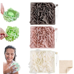 MOSYFEIBI gant-loufee-2-en-1 porte-savon pour une douche pratique et exfoliante.