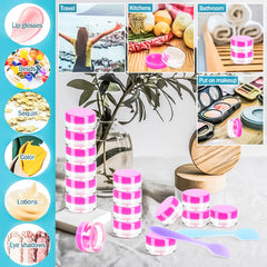 MotBach gobelets échantillon rose, adaptés pour liquides et crèmes.