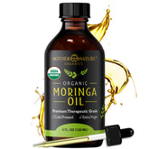 Huile Moringa Mother Nature Organics en bouteille 4 oz, prête à l’emploi pour peau et cheveux
