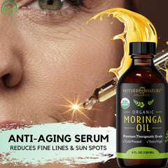 Texture naturelle de l’huile Moringa Mother Nature Organics pour la peau