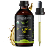 Mother Nature Organics Moringa Oil bottle for pure skin and hair nourishment
